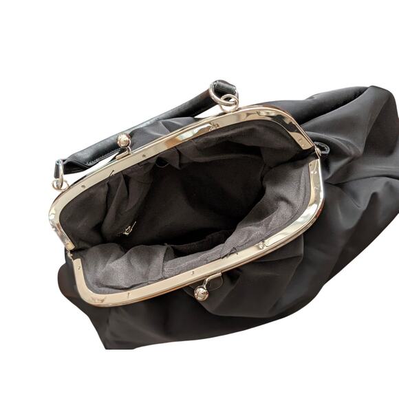 Doppelganger Italy Oversized Black Kiss Lock Top Handle Bag - Picture 9 of 9